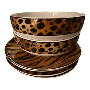 Animal Print Bowls and Plates Set